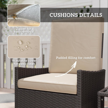 5 Piece Rattan Garden Furniture Set, Wicker Patio Sofa Set with 2 Armchairs, 2 F 1