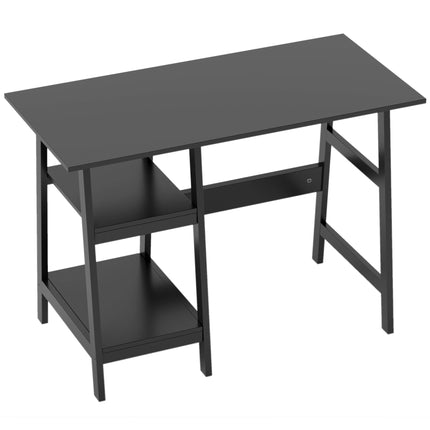 Compact Computer Desk with Storage Shelves, Study Table with Bookshelf, PC Table
