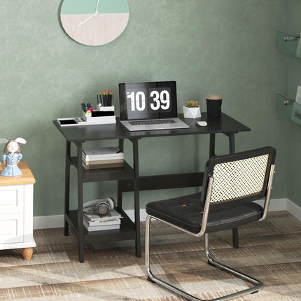 Compact Computer Desk with Storage Shelves, Study Table with Bookshelf, PC Table
