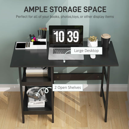 Compact Computer Desk with Storage Shelves, Study Table with Bookshelf, PC Table