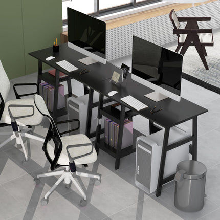 Compact Computer Desk with Storage Shelves, Study Table with Bookshelf, PC Table