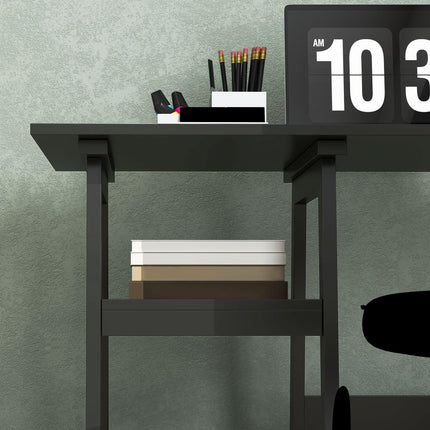 Compact Computer Desk with Storage Shelves, Study Table with Bookshelf, PC Table