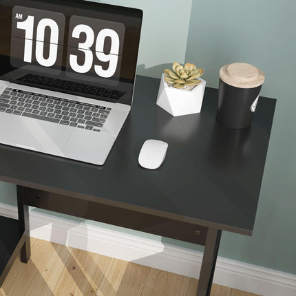 Compact Computer Desk with Storage Shelves, Study Table with Bookshelf, PC Table