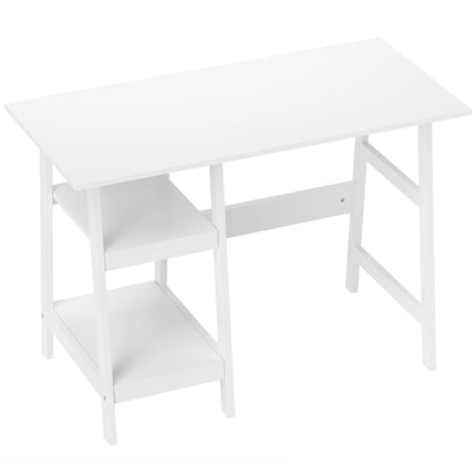 Compact Computer Desk with Storage Shelves, Study Table with Bookshelf, PC Table
