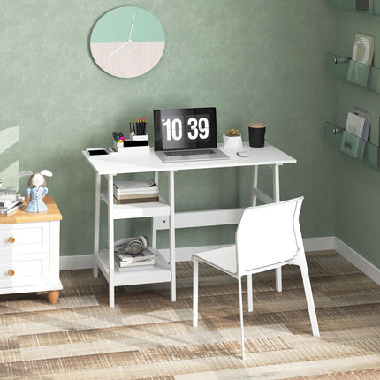 Compact Computer Desk with Storage Shelves, Study Table with Bookshelf, PC Table