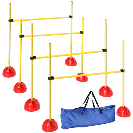 4 Piece Adjustable Dog Agility Hurdle Set with Carry Bag - Yellow