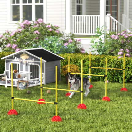 4 Piece Adjustable Dog Agility Hurdle Set with Carry Bag - Yellow