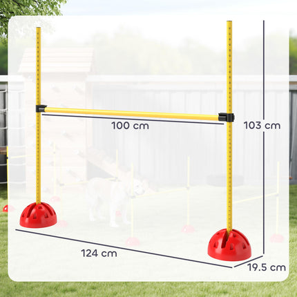 4 Piece Adjustable Dog Agility Hurdle Set with Carry Bag - Yellow