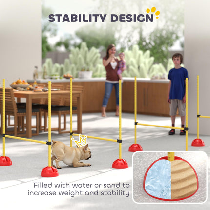 4 Piece Adjustable Dog Agility Hurdle Set with Carry Bag - Yellow