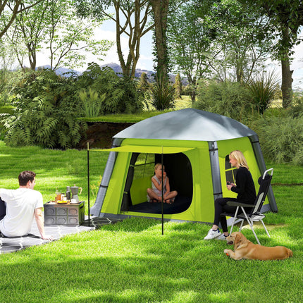 Inflatable 1-2 Person Camping Tent with Hand Pump, Waterproof 190T Taffeta, Mesh Windows & Doors - Green