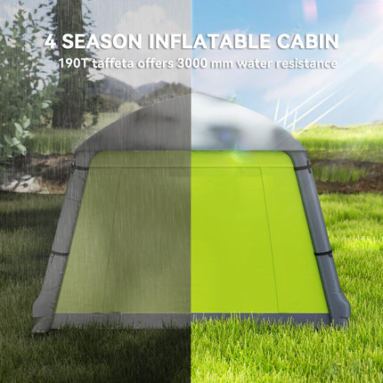 Inflatable 1-2 Person Camping Tent with Hand Pump, Waterproof 190T Taffeta, Mesh Windows & Doors - Green