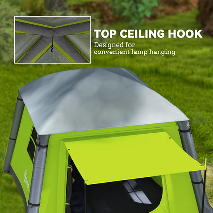 Inflatable 1-2 Person Camping Tent with Hand Pump, Waterproof 190T Taffeta, Mesh Windows & Doors - Green