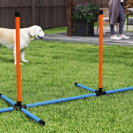 6-Piece Dog Agility Training Set with Weave Poles, Jump Ring, Hurdle, Pause Box & Carry Bag - Orange