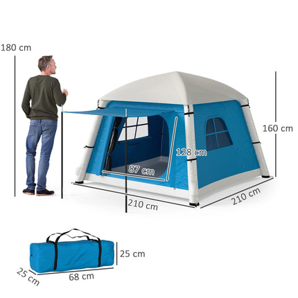 Inflatable Camping Tent for Two with Easy Setup - Light Blue