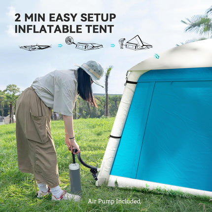 Inflatable Camping Tent for Two with Easy Setup - Light Blue
