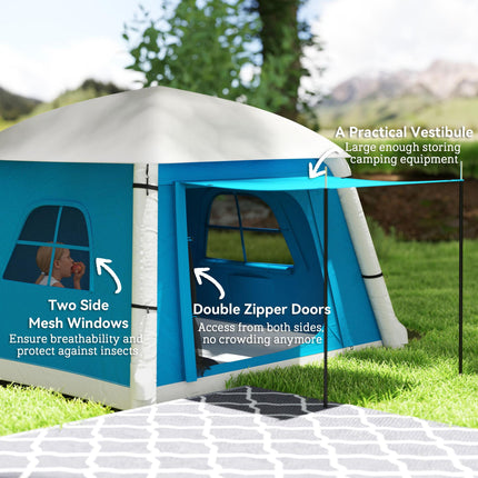Inflatable Camping Tent for Two with Easy Setup - Light Blue
