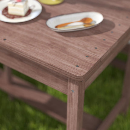 Outdoor Wooden Kids Picnic Table & Bench Set with Cushions and Umbrella, for Patio, Garden, Navy Blue