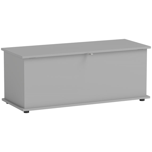 113L Storage Chest with Flip-Top Lid and Safety Hinges 100x40x40 cm - Grey