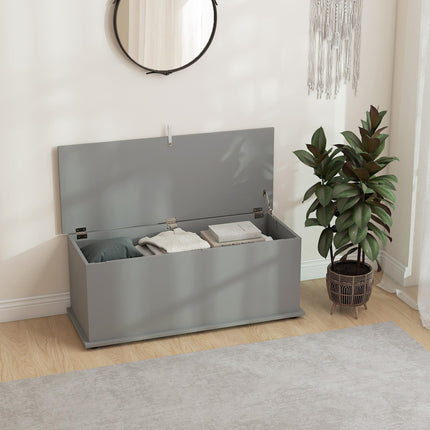 113L Storage Chest with Flip-Top Lid and Safety Hinges 100x40x40 cm - Grey