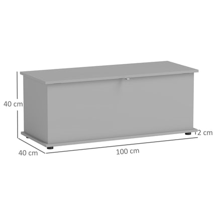 113L Storage Chest with Flip-Top Lid and Safety Hinges 100x40x40 cm - Grey