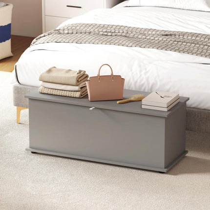 113L Storage Chest with Flip-Top Lid and Safety Hinges 100x40x40 cm - Grey