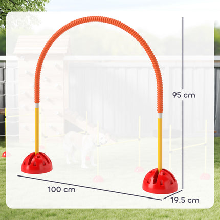 4 Piece Adjustable Dog Agility Training Equipment with Carry Bag - Orange