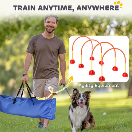 4 Piece Adjustable Dog Agility Training Equipment with Carry Bag - Orange