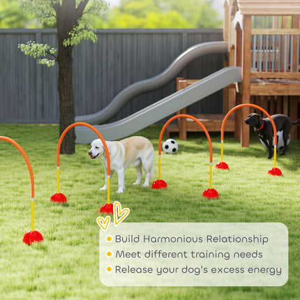 4 Piece Adjustable Dog Agility Training Equipment with Carry Bag - Orange