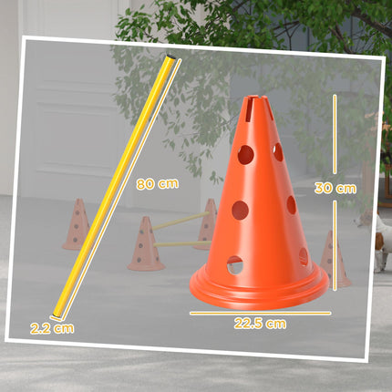 Dog Agility Equipment Set with 6 Cones, 6 Poles & 3 Adjustable Jump Obstacles - Orange