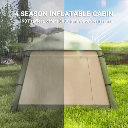 Inflatable 1-2 Person Camping Tent with Hand Pump, Waterproof 190T Taffeta, Mesh Windows & Doors - Brown