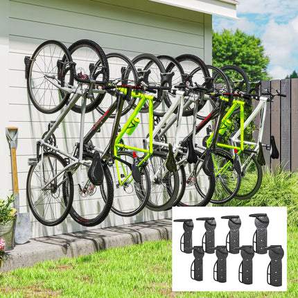8 Pack Bike Rack, Wall Mounted Bicycle Hanger Hook, Foldable Garage Bike Wall Mounted Bicycle Hanger Hook Foldable Garage Bike Wall Ra