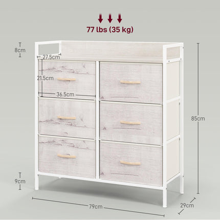 Rustic Chest of Six Fabric Drawers - Natural