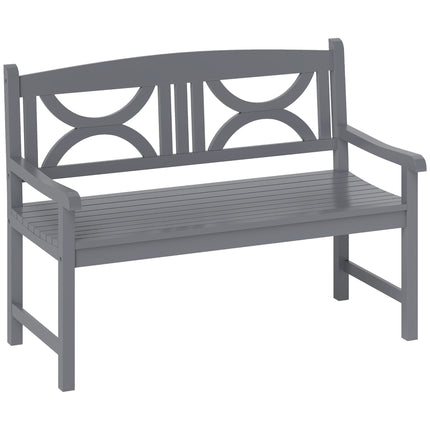 2 Seater Wooden Garden Bench with Armrests - Grey