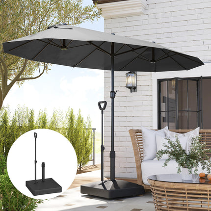 Garden Parasol Base with Adjustable Wheels & Handle, Fits 35-48mm Poles, 55kg Sand / 45kg Water Filled - Black