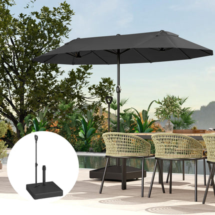 Garden Parasol Base with Adjustable Wheels & Handle, Fits 35-48mm Poles, 55kg Sand / 45kg Water Filled - Black