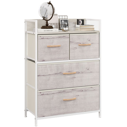 Rustic Chest of Four Fabric Drawers - Black