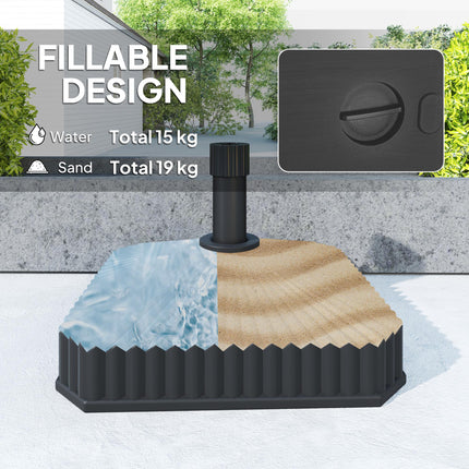 Patio Umbrella Stand, Heavy Duty Outdoor Parasol Base, Sand/Water Filled, Black