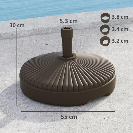 Garden Parasol Base Holder 28kg Sand-Filled Outdoor Stand for 34-38mm Poles - Brown