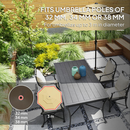 Garden Parasol Base Holder 28kg Sand-Filled Outdoor Stand for 34-38mm Poles - Brown