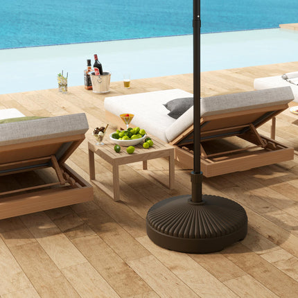 Garden Parasol Base Holder 28kg Sand-Filled Outdoor Stand for 34-38mm Poles - Brown