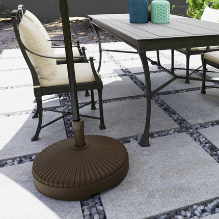 Garden Parasol Base Holder 28kg Sand-Filled Outdoor Stand for 34-38mm Poles - Brown