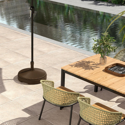 Garden Parasol Base Holder 28kg Sand-Filled Outdoor Stand for 34-38mm Poles - Brown