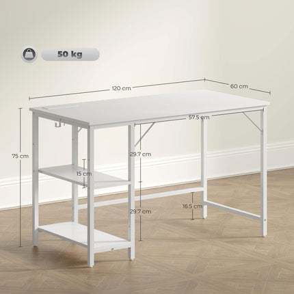Computer Desk, with Power Sockets - White