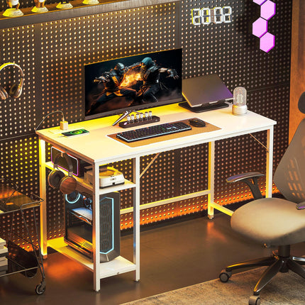Computer Desk, with Power Sockets - White