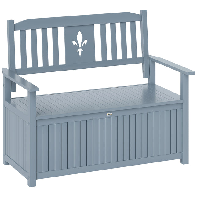 2 Seater Wooden Storage Bench with Hidden Compartment - Grey