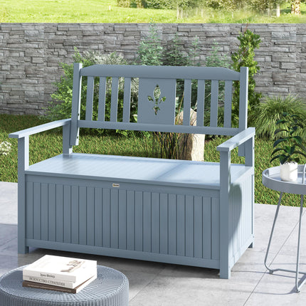 2 Seater Wooden Storage Bench with Hidden Compartment - Grey
