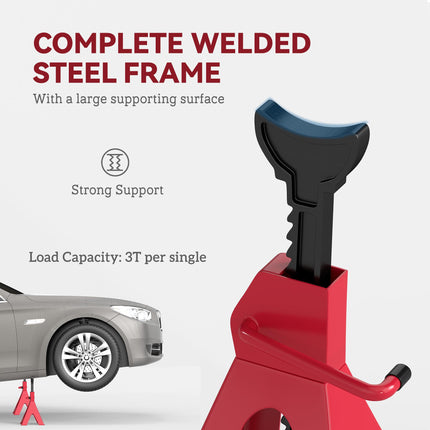 Axle Stands 6 Ton Car Jack Stands Pack of 2, 38.5-60 cm Height Adjustable Suppor