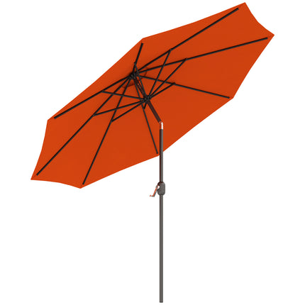 3m Garden Parasol Umbrella with 8 Ribs, Tilt & Crank Handle for Balcony & Garden - Orange