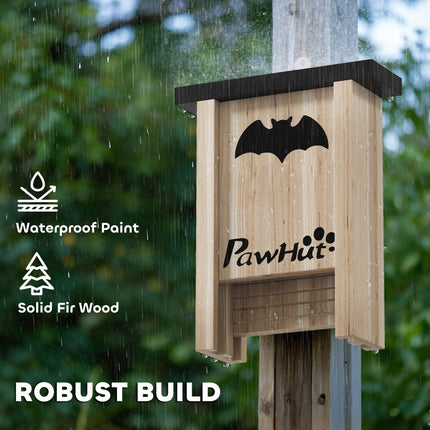3PC Wooden Bat Boxes with Hooks for Outdoor Garden & Farm 18x6x22.5 cm - Natural Wood