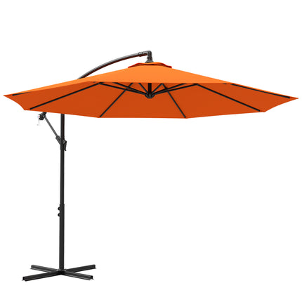 3m Garden Banana Parasol with Cross Base for Garden Family Use, Orange
